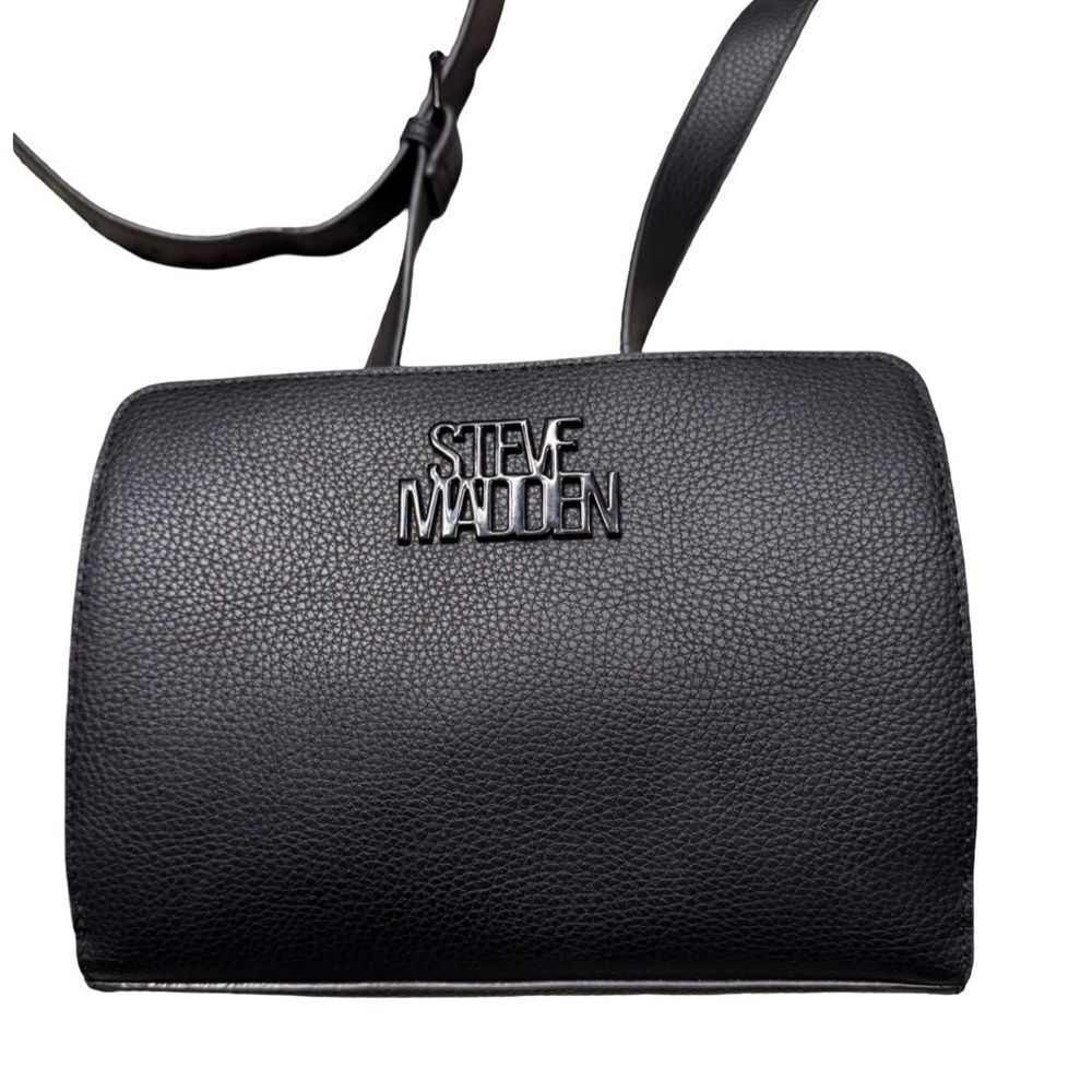 Crossbody – Steve Madden Black Pebbled Faux Leather Chain Strap Bag